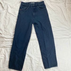 Zara Blue Straight Leg High-waisted Denim Pants 25